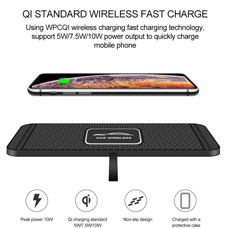 Premium 30W Wireless Car Charger - Silicone Anti-Slip Pad Cradle Dock for Smartphones, Apple iPhone, Samsung, iOS & Android | Fast Wireless Car Charging Station