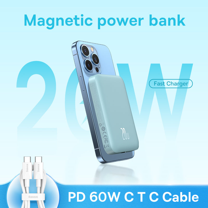 Premium Power Bank 10000mAh 20000mAh Mini – Magnetic Wireless Fast Charging | Auto-Wake for Smartphones, Apple iPhone, Samsung, iOS & Android | MagSafe Power Bank