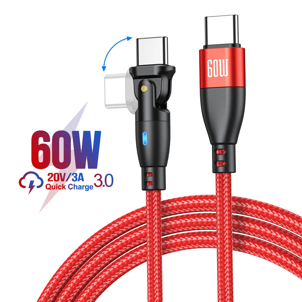 High Durability & Premium 3A Fast Charging Cable Type C for Samsung, 180 Rotation Apple iPhone Cable, Micro USB Charger Data Cable for Smartphones, Apple iPhone, Samsung, iOS & Android