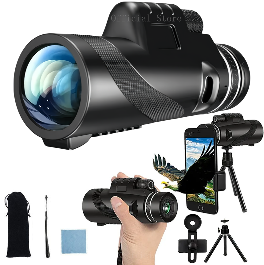 High-Quality Portable Zoom HD 5000m Telescope, Foldable, for Long Distances | Professional Mini Telescope, Powerful: Hunting, Sports, Outdoor, Camping, Travel | Smartphones, Apple iPhone, Samsung, iOS & Android