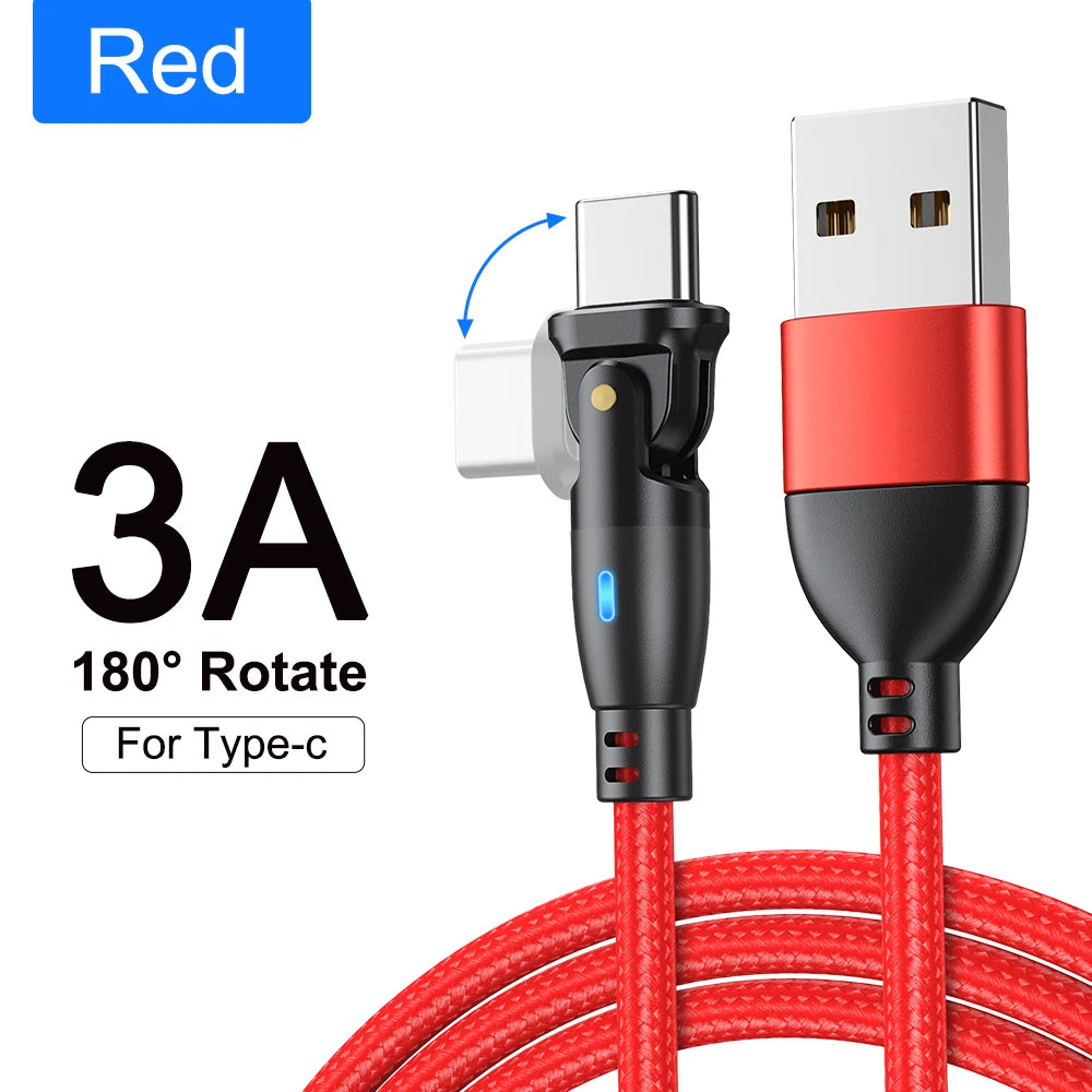 High Durability & Premium 3A Fast Charging Cable Type C for Samsung, 180 Rotation Apple iPhone Cable, Micro USB Charger Data Cable for Smartphones, Apple iPhone, Samsung, iOS & Android