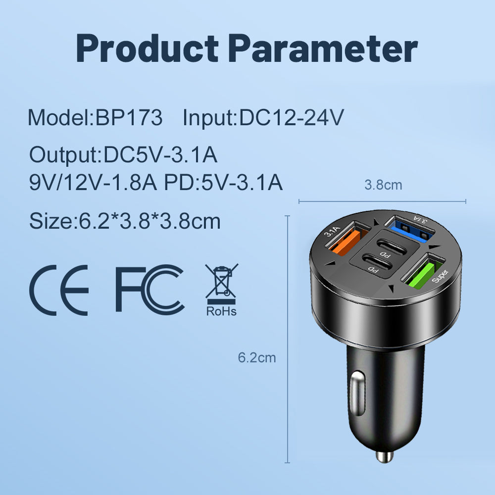 2024 Premium Bluetooth 5.2 FM Transmitter for Car, FM/Aux Bluetooth Adapter, Auto USB Charger, Bass Boost, 3-Port Charger | Car USB Charger Smartphones, Apple iPhone, Samsung, iOS & Android