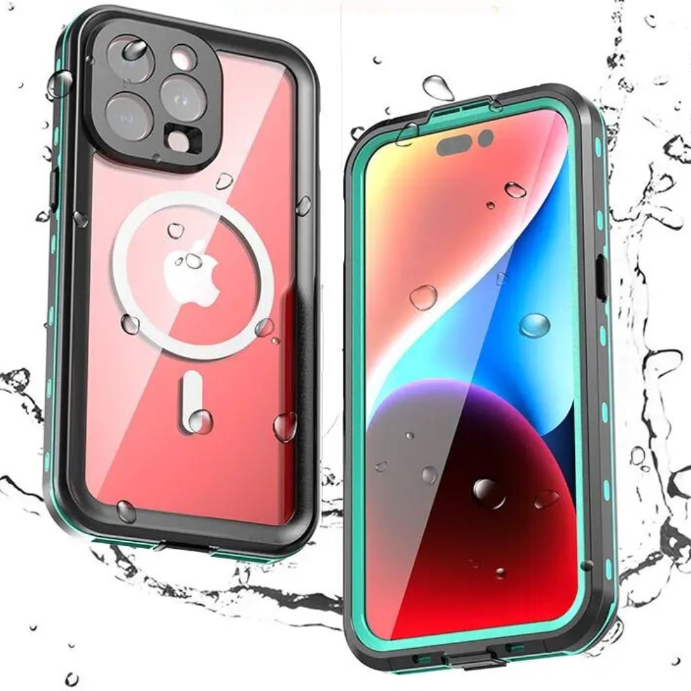 Premium IP68 Wasserdichte Magnet-Hülle mit MagSafe für Apple iPhone 16/16e, 15, 14, 13, 12 Pro Max, Pro, Plus & Mini: 360° Vollschutz Case, Militärpanzer-Design | Staubdicht, Stoßfest Cover mit Kameraschutz | Ideal für Tauchen und Schwimmen