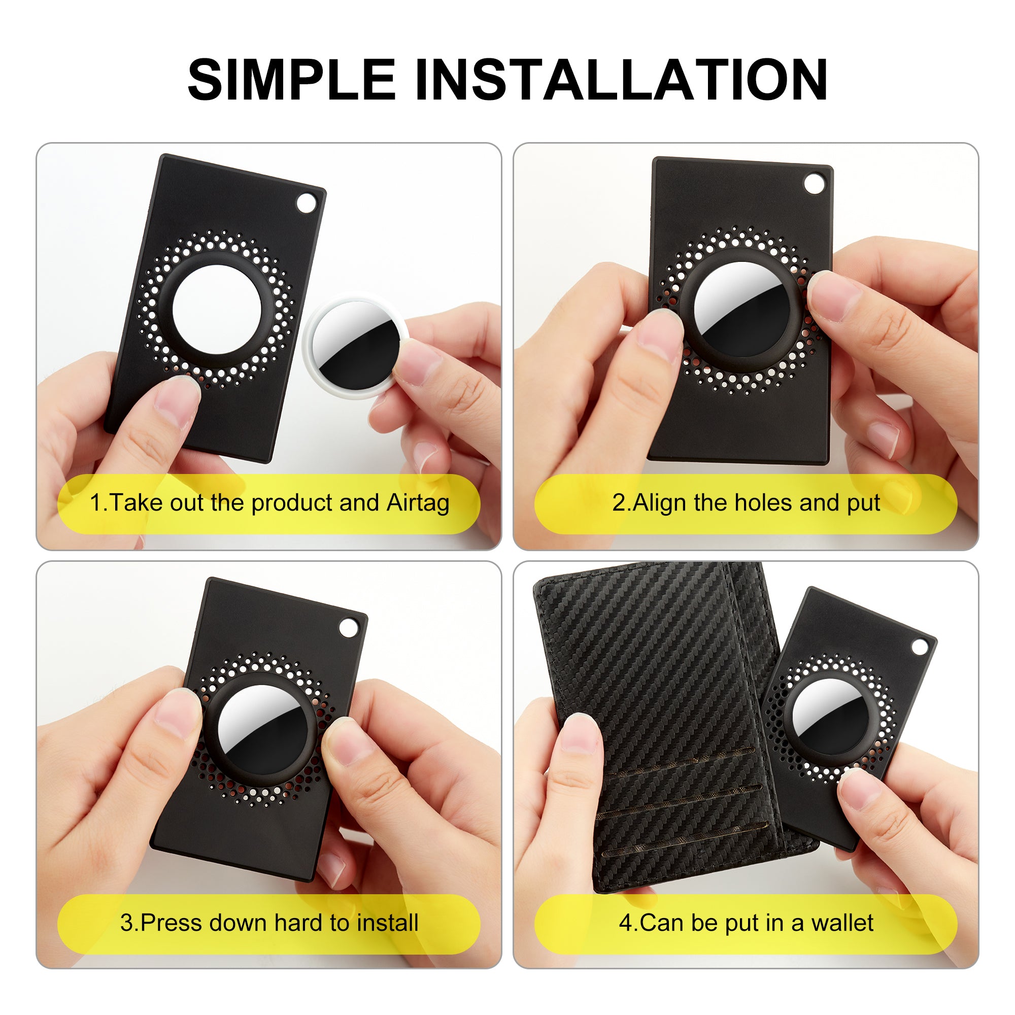 Premium Apple AirTag Brieftaschenhalter & Hülle, 2er Pack: Dünner AirTag Brieftaschenclip, Case für Apple Airtags, GPS-Tracker