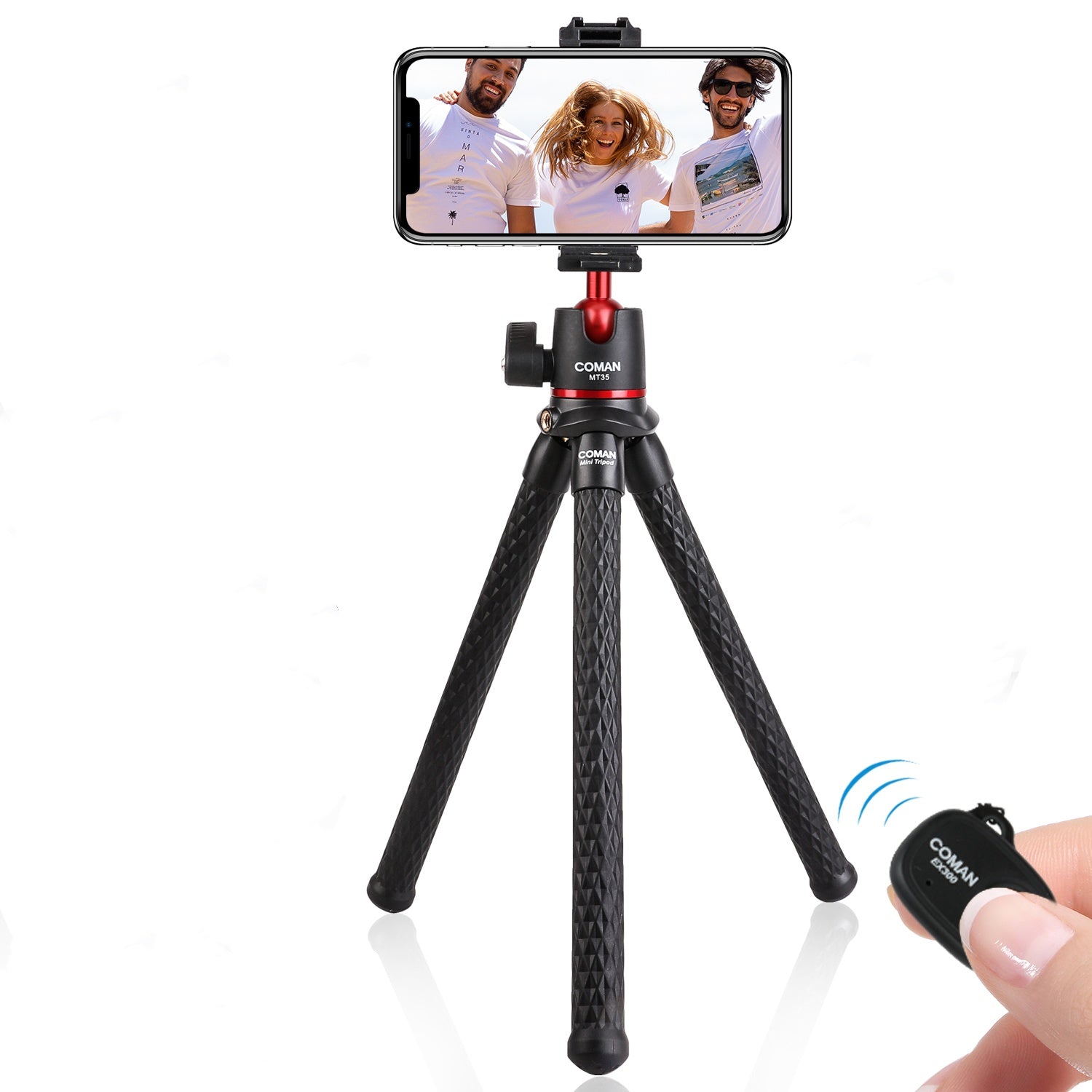 High-Quality Octopus Flex Tripod with 1/4 Screw, Ball Head & Cold Shoe: Universal Phone Clip for Apple iPhone 15/14/13/12/11 Pro Max/Plus/Mini,  SLR, DSLR Camera, GoPro Smartphones, Apple iPhone, Samsung, iOS &amp; Android  | Professional Photo/Video