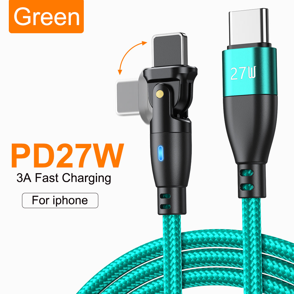 High Durability & Premium 3A Fast Charging Cable Type C for Samsung, 180 Rotation Apple iPhone Cable, Micro USB Charger Data Cable for Smartphones, Apple iPhone, Samsung, iOS & Android