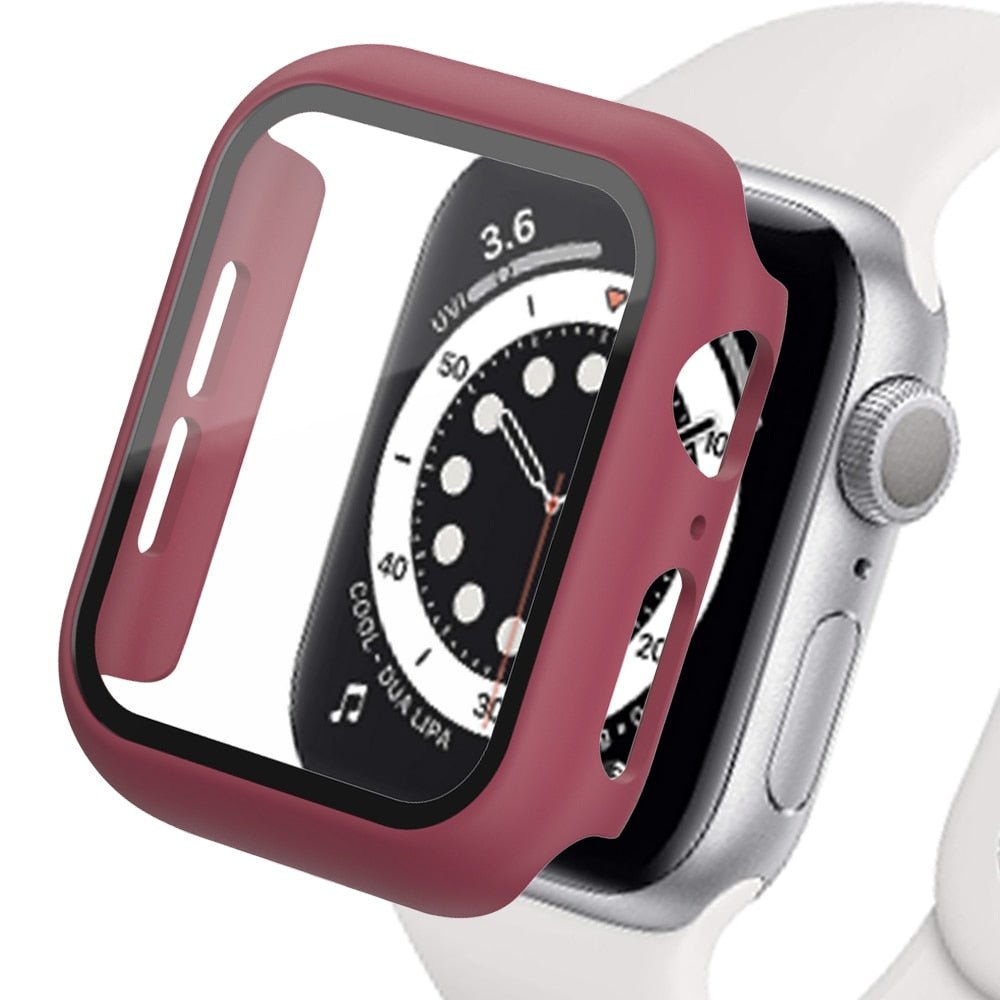 Gehärtete Glasschutz PC-Stoßfänger Apple Watch Serie 9/8/7/6/5/4/SE Schutzfolie Gehäuse 38mm, 40mm, 41mm, 42mm,